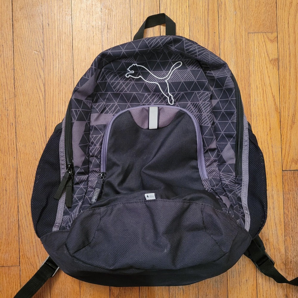 Puma ECHO Black Grey Geometric Dura Base Backpack School Hiking 17x15 in Outdoor